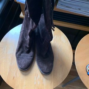 Chanel Brown Suede Boots Fringe Vintage size 37